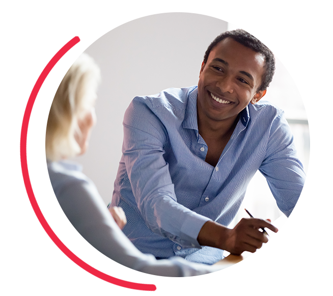 Business attorney communicating benefits to a client