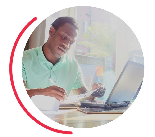 man looking at papers