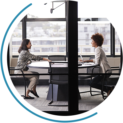 Two women meeting in an office