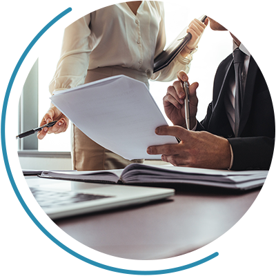 A lawyer looking at paperwork