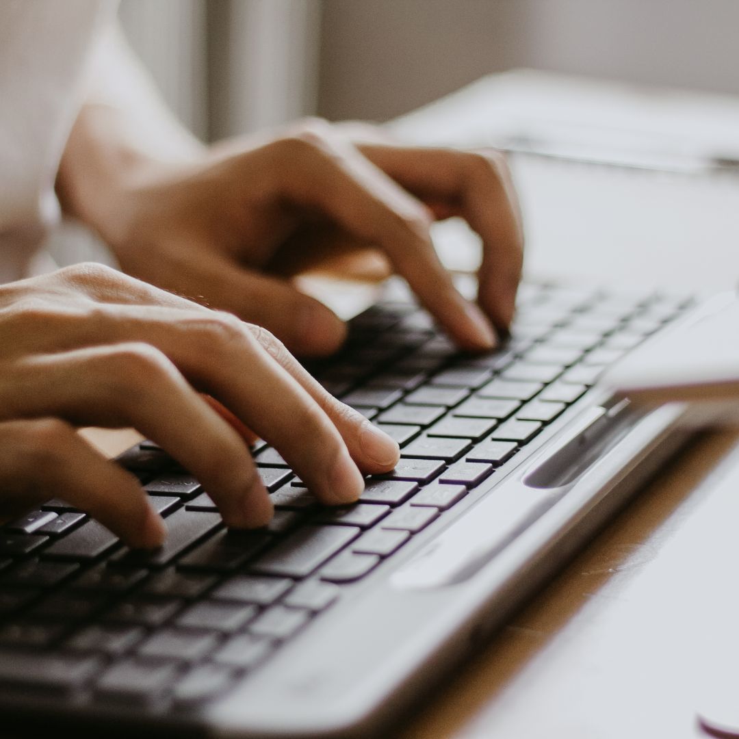 Close up of typing of keyboard
