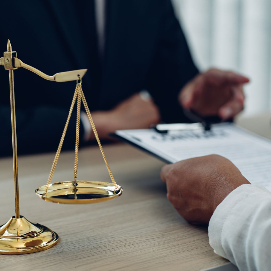 Business lawyer meeting with client