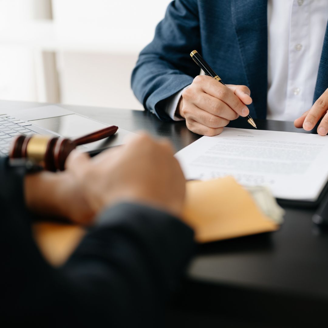 Business lawyer meeting with client