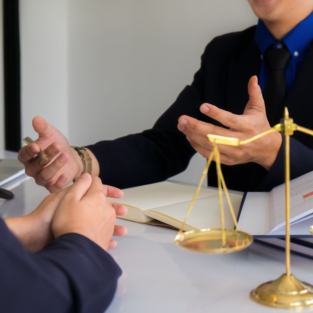 Business lawyer meeting with client