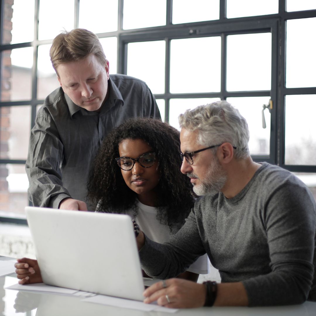 people researching on a computer
