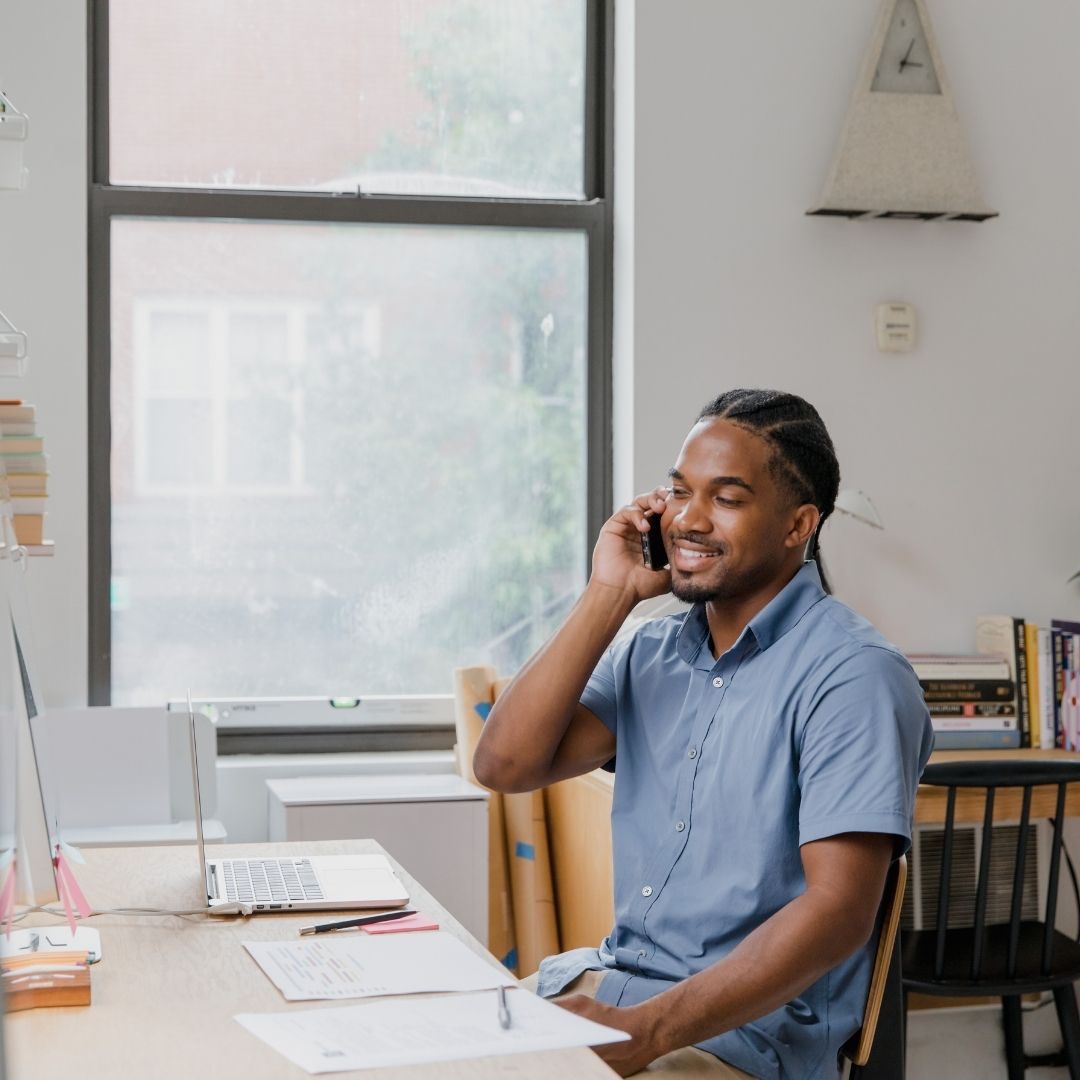 business owner on phone