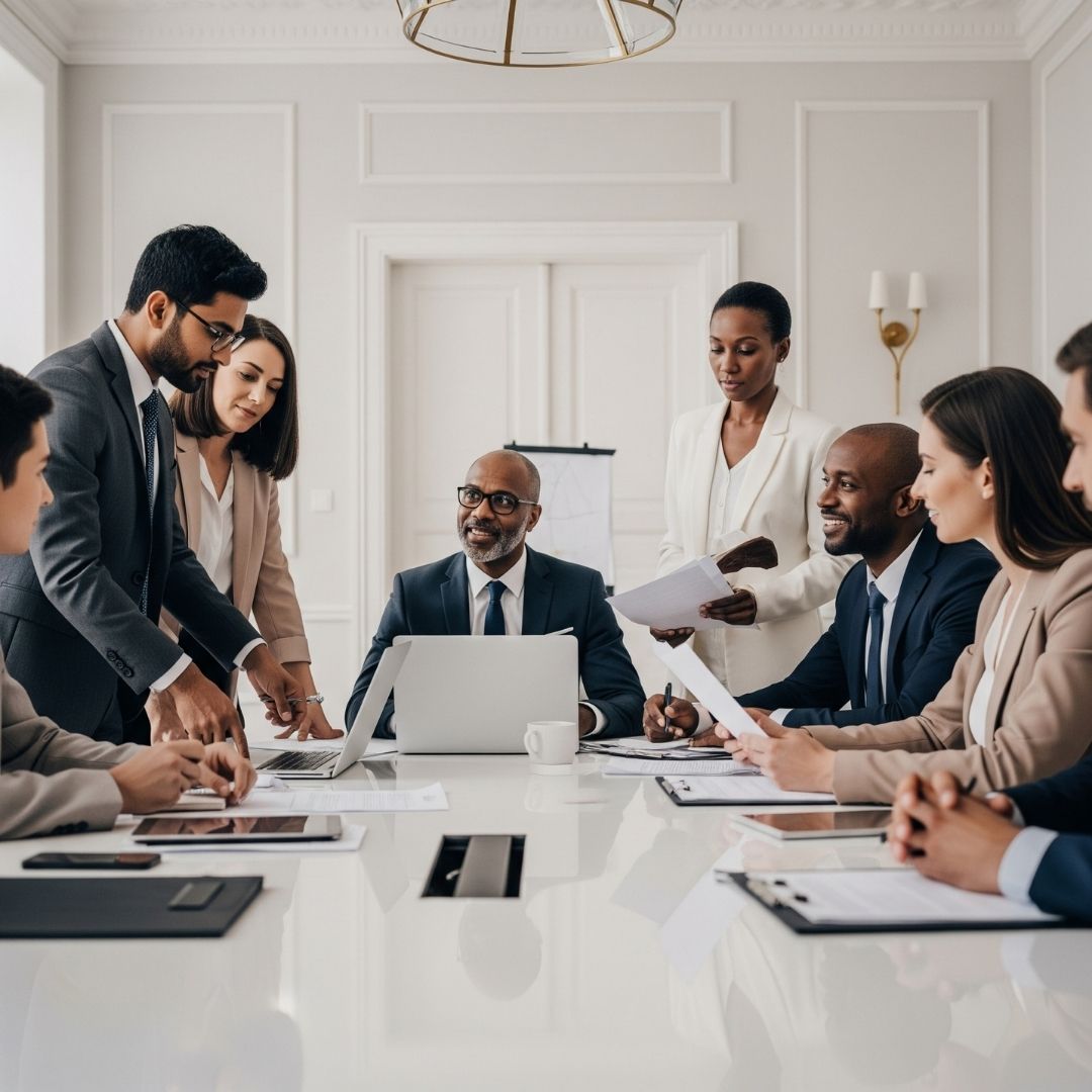 diverse team of legal and financial professionals collaborating
